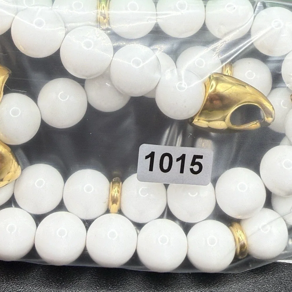 Vintage Napier Lucite White & Gold Tone Beaded Enamel Star Flower Necklace 29
